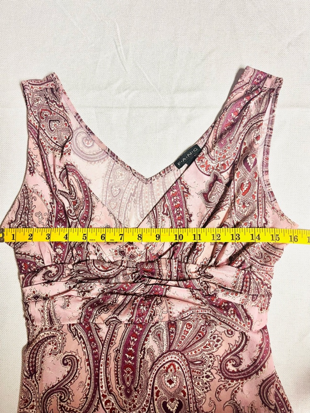 FANG Pink Paisley V-Neck Sleeveless Tank - Picture 6 of 7